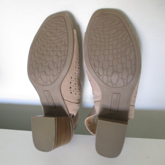 White Mountain Womens Taupe Laser-cut Suede Leather Slingback 2.5" NWOB Heel- 7M - Picture 9 of 9